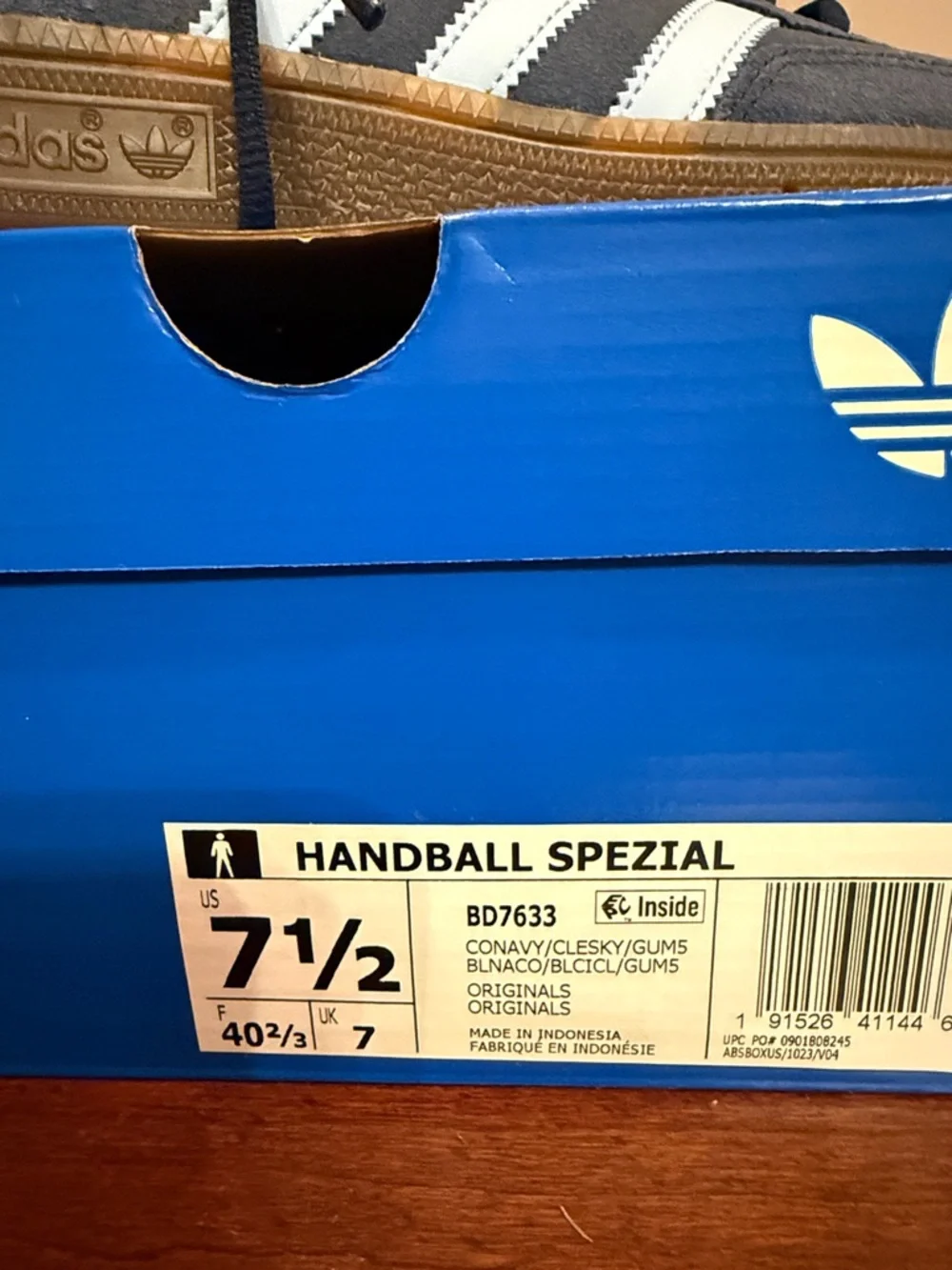 Adidas Handball Spezial Blue Suede Casual Sneakers with Light Blue Stripes - Picture 8 of 9